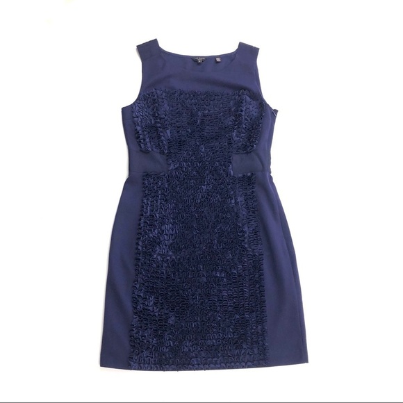 Ted Baker London navy blue ruffle knit shift dress - Picture 2 of 12